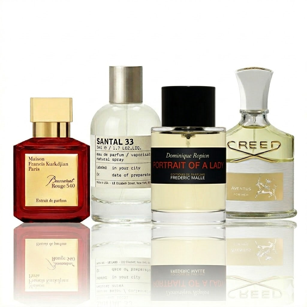 4 parfümből álló szett | Baccarat Rouge 540, Santal 33, Portrait of a Lady, Aventus for Her