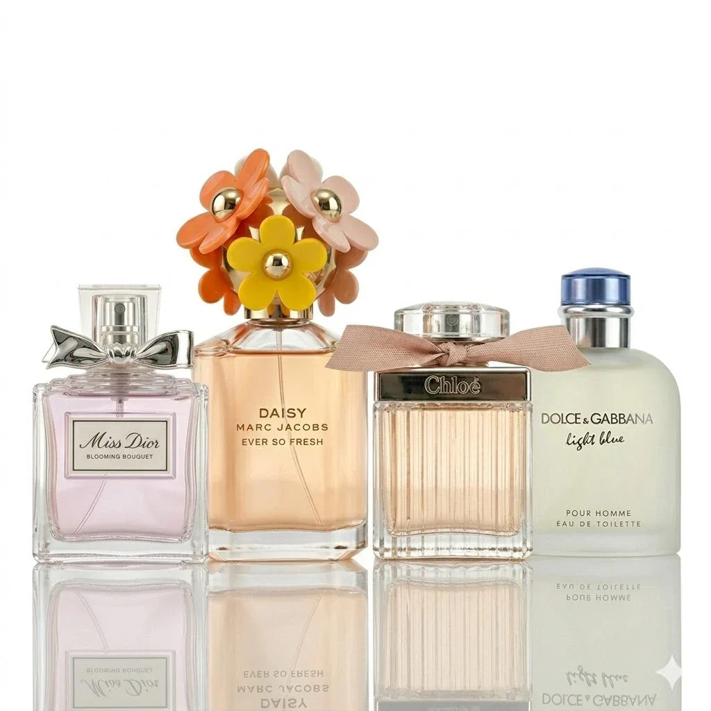 4 parfümből álló szett | Marc Jacobs Daisy Ever So Fresh, Chloé Eau de Parfum, Miss Dior Blooming Bouquet, Dolce & Gabbana Light Blue