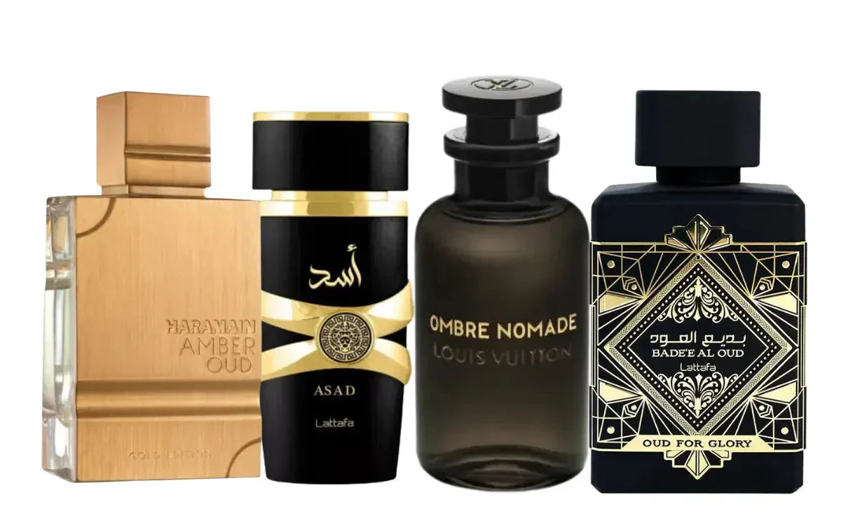 4 parfümből álló szett | Oud For Glory, Asad, Ombre Nomade, Amber Oud 100ml