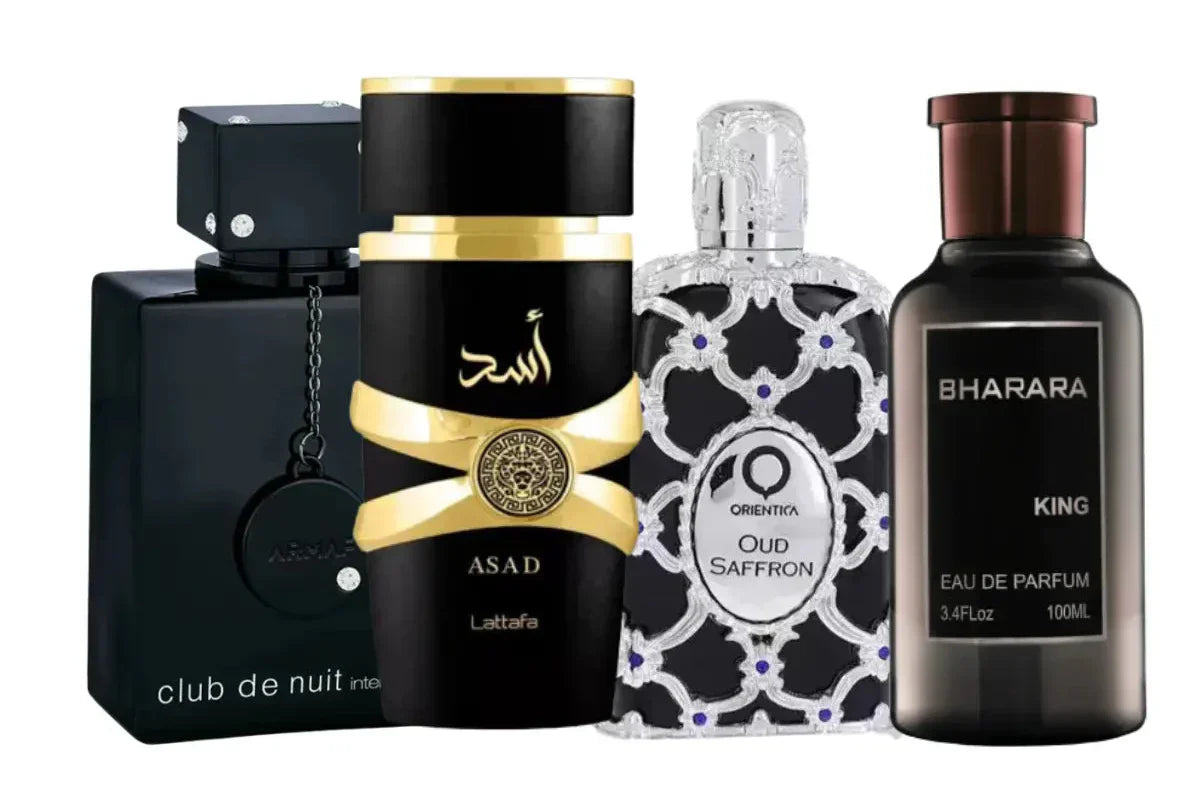 4 parfümből álló szett | Club de Nuit, King, Oud Saffron, Asad