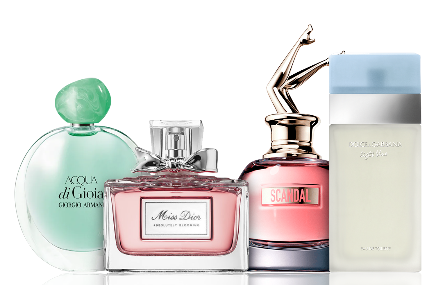 4 parfümből álló szett | Acqua di Gioia, Light Blue, Scandal, Miss Dior 100 ml